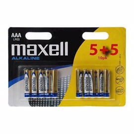Maxell LR03 / AAA 5+5 alkaliske batterier (10 stk)